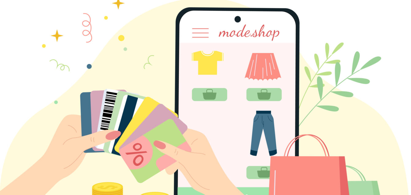 Shopping Cards Hands Composition